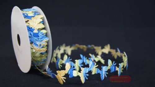 Bild von Band 10y/ 27mm, Schmetterling klebend, blau/bunt