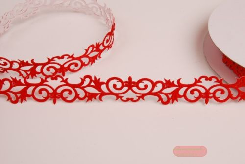 Bild von Band 10y/ 25mm, Ornament klebend, rot