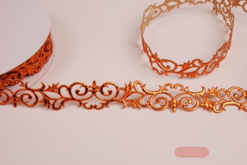 Bild von Band 10y/ 25mm, Ornament klebend, kupfer