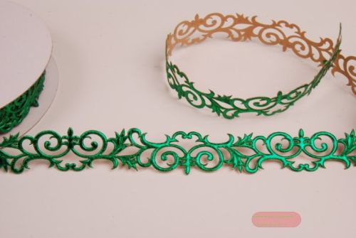 Bild von Band 10y/ 25mm, Ornament klebend, grün
