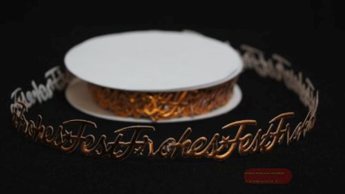 Bild von Band 10y/ 25mm, Frohes Fest klebend 103x, kupfer