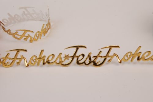 Bild von Band 10y/ 25mm, Frohes Fest klebend 103x, gold