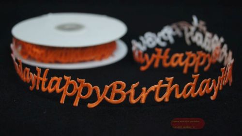 Bild von Band 10y/ 24mm, Happy Birthday - klebend, orange