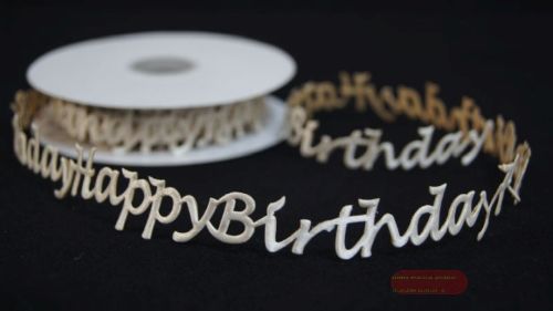 Bild von Band 10y/ 24mm, Happy Birthday - klebend, ecru (30)