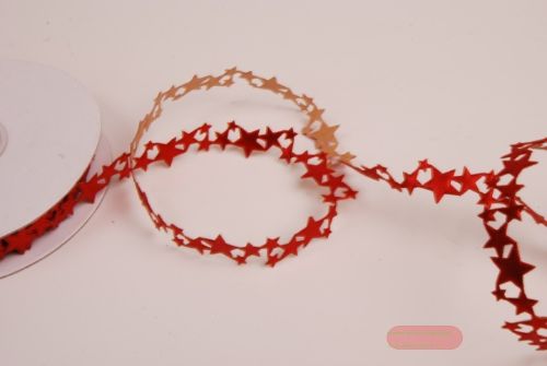 Bild von Band 10y/ 15mm, Sterne klebend, rot glanz