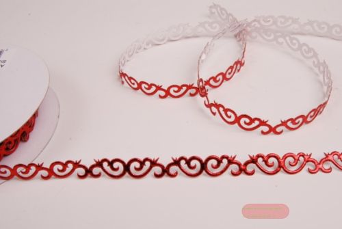 Bild von Band 10y/ 10mm, Ornament kl. klebend, rot