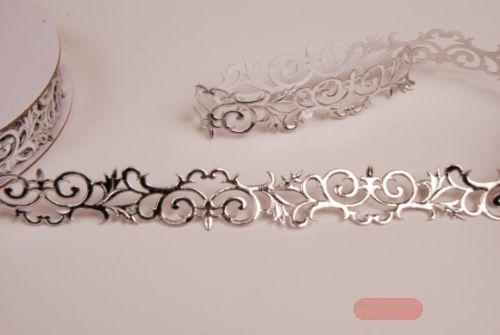 Bild von Band 10y/ 25mm, Ornament klebend, silber