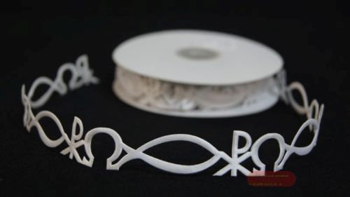 Bild von Band 10y/ 25mm, Christliche Symbole klebend, weiss