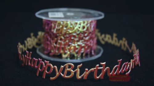 Bild von Band 10y/ 24mm, Happy Birthday - klebend, rot/iris (16)