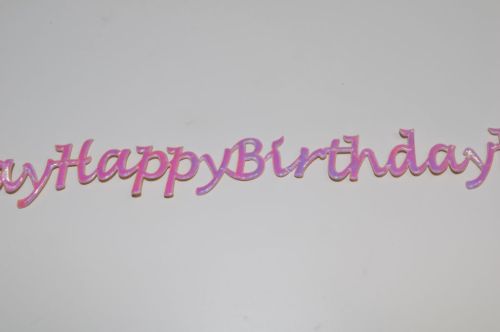 Bild von Band 10y/ 24mm, Happy Birthday - klebend, rosa-iris