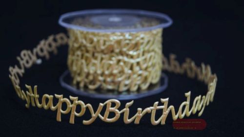 Bild von Band 10y/ 24mm, Happy Birthday - klebend, gelb-iris