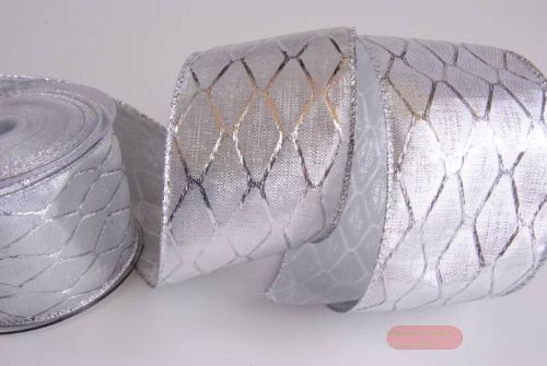 Bild von Band 10m/ 60mm, Lurex Raute, silber