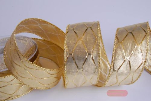 Bild von Band 10m/ 40mm, Lurex Raute, gold