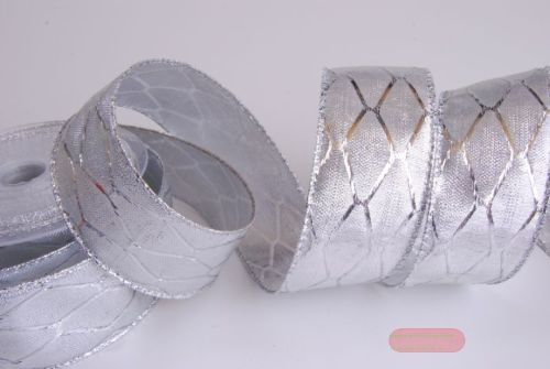 Bild von Band 10m/ 40mm, Lurex Raute, silber