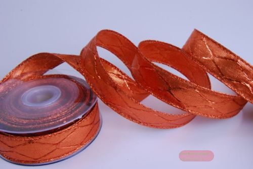 Bild von Band 10m/ 25mm, Lurex Raute, kupfer