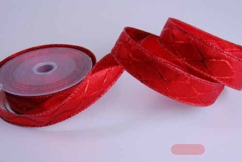 Bild von Band 10m/ 25mm, Lurex Raute, rot
