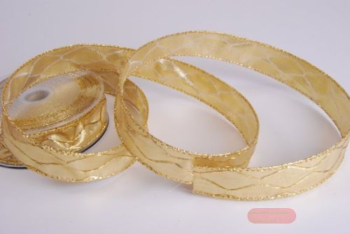 Bild von Band 10m/ 25mm, Lurex Raute, gold