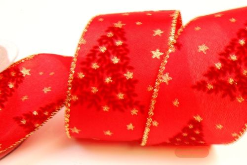 Bild von Band, 10m/ 50mm Tannenbaum, rot