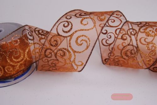 Bild von Band, 10m/ 63mm Ornament, braun