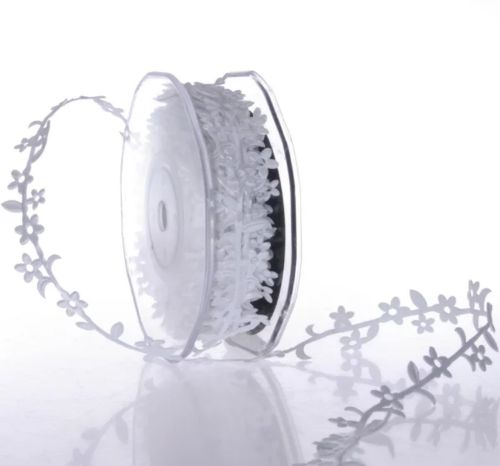 Bild von Band 10m/ 15mm, Blumenbordüre klebend, weiss