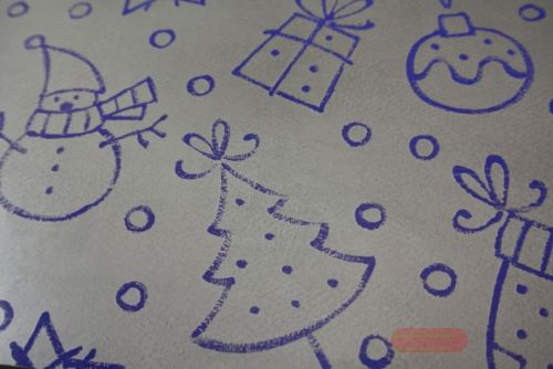 Bild von Bogen 70x 100cm, Strichmotiv, blau/silber