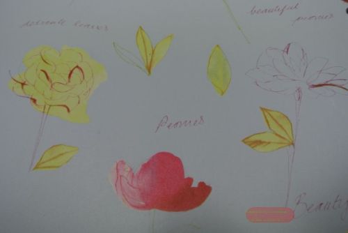 Bild von Bogen 70x 100cm, Blumen, blau