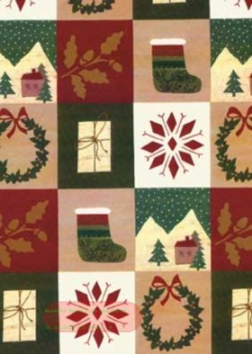 Bild von Bogen 70x 100cm, Tanneck Quadrate, grün/ocker/rot*