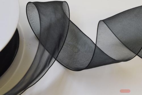 Bild von Band 50m/ 25mm, Organza, schwarz