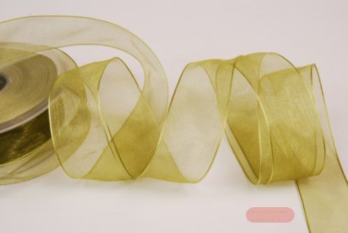 Bild von Band 50m/ 25mm, Organza, olive