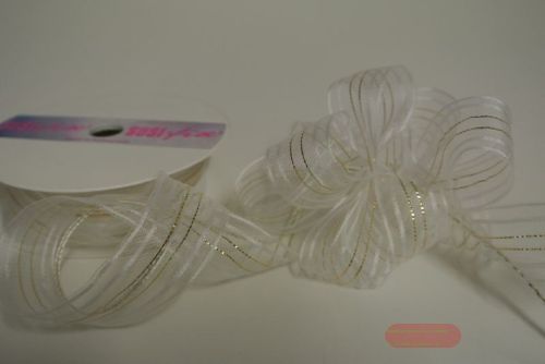 Bild von Susifix 25m/ 25mm, Tüll, weiss/gold