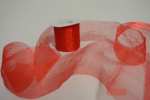 Bild von Band 20m/   80mm, Crash-Organza, rot