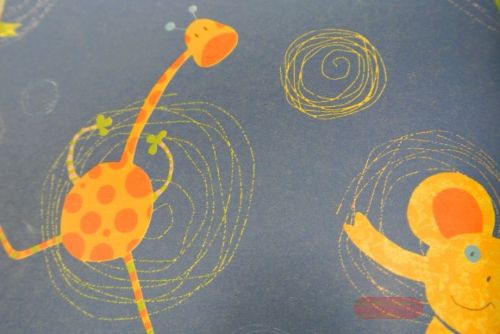 Bild von Bogen 70x 100cm, Elefant & Giraffe, blau