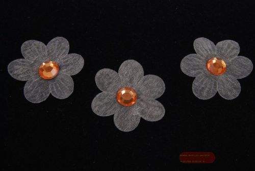 Bild von Deco, Blüte Organza mit Perle 30mm, ecru