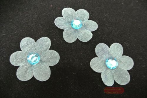 Bild von Deco, Blüte Organza mit Perle 30mm, türkis