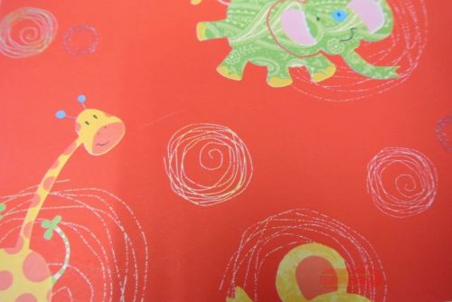 Bild von Bogen 70x 100cm, Elefant & Giraffe, rot