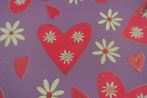 Bild von Bogen 70x 100cm, Herz, rot/lila