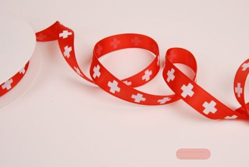 Bild von Band 25m/ 15mm, Schweizerkreuz, rot