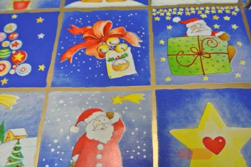 Bild von Bogen 70x 100cm, Weihn.-Quadrate, blau