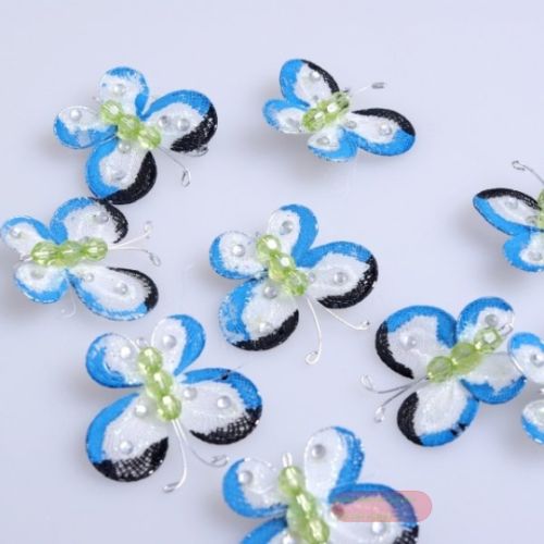 Bild von Schmetterling, Organza 35mm - Klebepunkt, blau