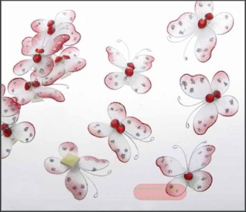 Bild von Schmetterling, Organza 35mm - Klebepunkt, rot