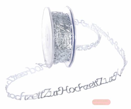 Bild von Band 10m/ 15mm, Zur Hochzeit 120x klebend, silber
