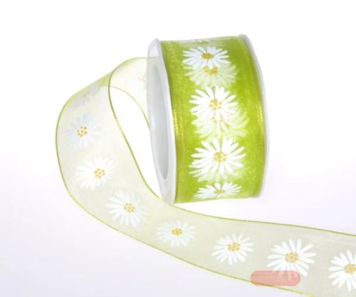 Bild von Band 20m/ 40mm, Blume Margrite, grün
