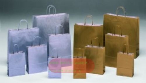 Bild von Tasche, B22+10 x H29cm Papierkordel, gold