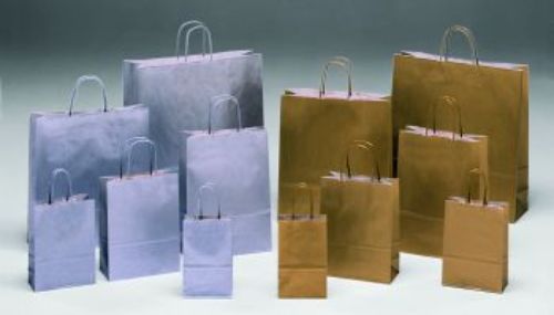 Bild von Tasche, B36+12 x H41cm Papierkordel, gold