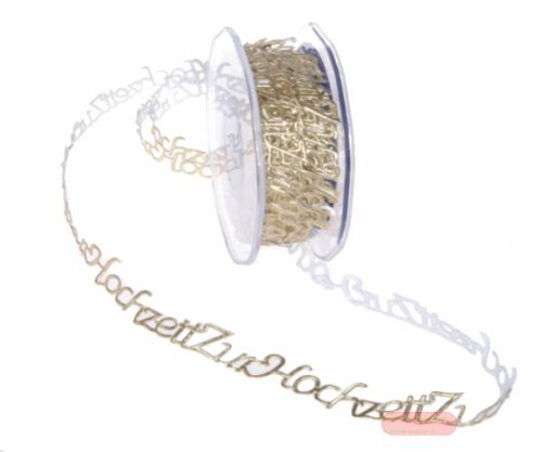 Bild von Band 10m/ 15mm, Zur Hochzeit 120x klebend, gold