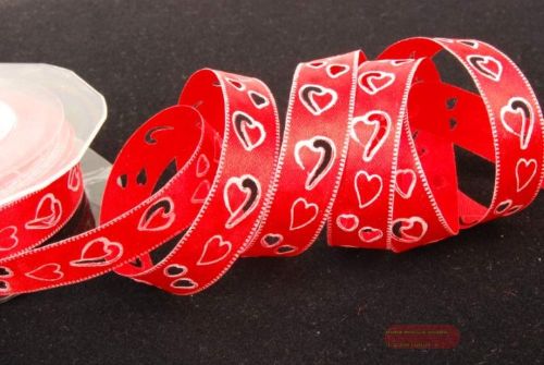 Bild von Band 10m/ 15mm, Herz gestanzt, rot