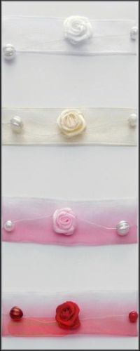 Bild von Girlande 2x 5m/ 25mm, Organz- Rosen & Perlen, rot