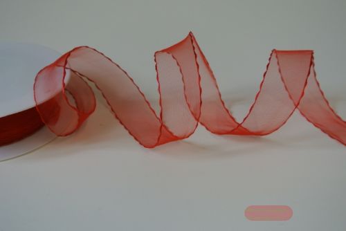 Bild von Band 25m/ 25mm, Wellenkante, rot