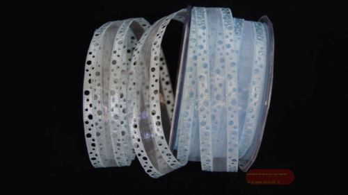 Bild von Band  20m/ 20mm, Organza m. Lochrand, h'blau