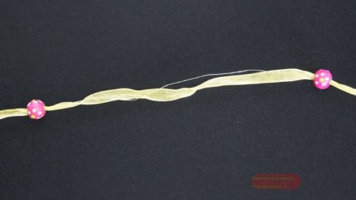 Bild von Band 10m/ 15mm, Organza/Holzperlen, rot